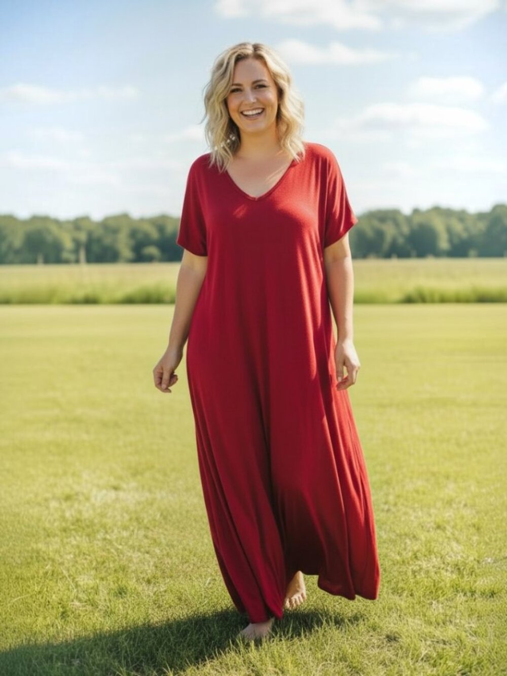 Torrid Red V-Neck Flowing Maxi Dress Size 3X